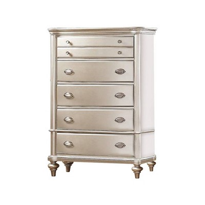 Wooden Antique Chest with Spacious Storage Silver - Benzara