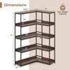 Costway Corner Bookshelf 5-Tier L-Shaped Bookcase 71" Tall Etagere Bookshelf with Metal Frame Brown/Gray - 3 of 4