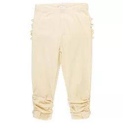 RuffleButts Oatmeal Ruched Bow Leggings - Off-White : 3T
