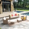 5 Piece Conversation Patio Furniture Set With Swivel Chairs and Cushions - 3 of 4