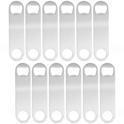 Juvale 12-Pack Stainless Steel Flat Bottle Opener Bulk Set for Bartender, Bar Supplies for Restaurant, Kitchen, Heavy Duty, Blank (4.8x1.2 in)