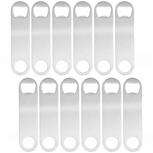 Juvale 12-Pack Stainless Steel Flat Bottle Opener Bulk Set for Bartender, Bar Supplies for Restaurant, Kitchen, Heavy Duty, Blank (4.8x1.2 in) - 1 of 4