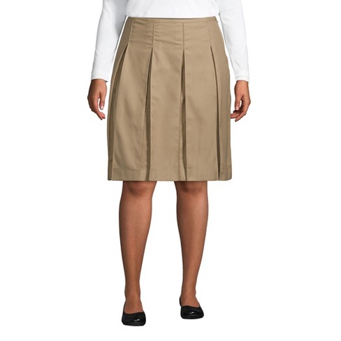 Plus size pleated khaki skirt best sale