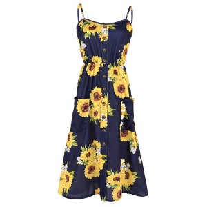 Anna-Kaci Women's Decorative Button Spaghetti Strap Midi Dress - 1 of 4