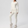 Anna-Kaci Active Women's Long Sleeve Crew Neck Top and High Waist Leggings Set with Slim Fit Design - 3 of 4