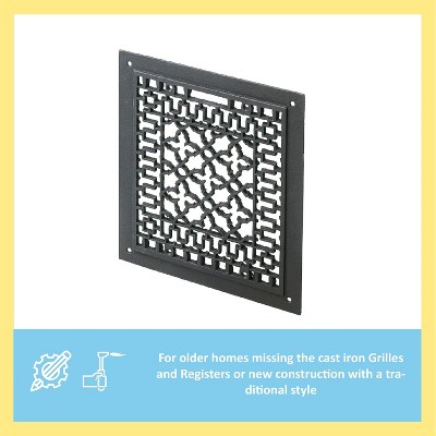 14-Inch Matte Black Cast Iron Decorative Grille