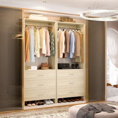 Aheaplus 24'' Freestanding Closet Organizer System with Hanging Rods and Drawers