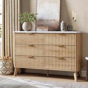 6 Drawer Dresser for Bedroom, 47" Wide Chest of Drawers with Thickened & Large Pattern Design - 1 of 4