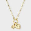 14K Gold Dipped Cubic Zirconia Puffy Heart Charm Initial Necklace - A New Day™ Gold - 2 of 4