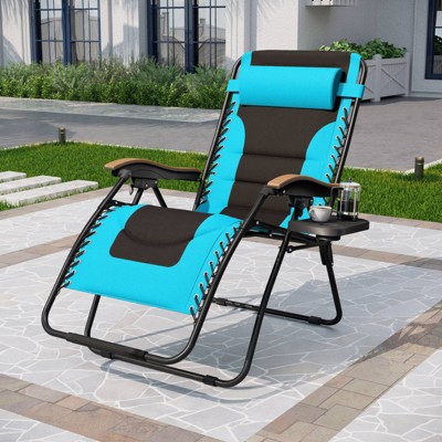Lafuma Patio Zero Gravity Free Padded Seat Recliner With Cup Holder Alloy Steel Frame Blue green Captiva Designs Target