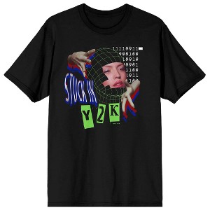 Low Poly Y2K Trend Stuck In Y2K Crew Neck Short Sleeve Men's Black T-shirt - 1 of 3