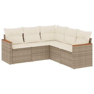 vidaXL Garden Sofa Set Beige PE rattan, powder-coated steel, 100% polyester - 1 of 4
