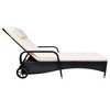 vidaXL Sun Lounger with Cushion & Wheels Poly Rattan Black - 2 of 4