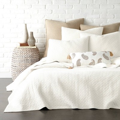 Cream Solid Quilt and Sham Set (Twin) 2pc - The Industrial Shop