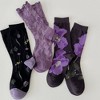 Alilang Women's 3-Pack Patterned Crew Socks with Vintage Embroidered Floral and Abstract Prints - 2 of 4