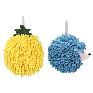 REGALWOVEN 2 Pcs Comfortable Soft Absorbent Chenille Ball Fuzzy Hand Towel for Home Decor - 1 of 4