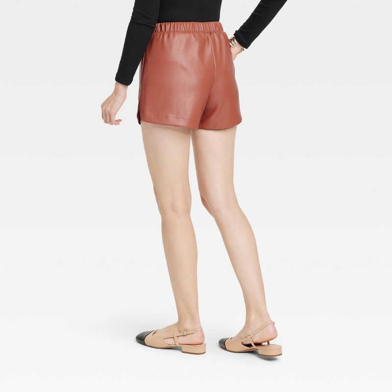 Women's High-Rise Faux Leather Shorts - A New Day™, 3 of 5