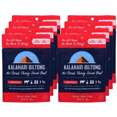 Kalahari Snacks Biltong Spicy Peri Peri Air-Dried Sliced Beef - Case of 8/2 oz