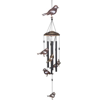 32" Rustic Brown Iron Songbird Wind Chimes
