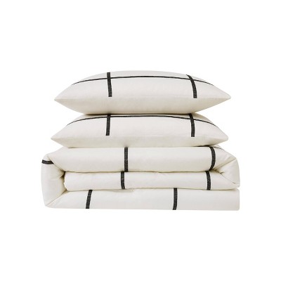 Modern White and Black Cotton Twin XL Sham Set