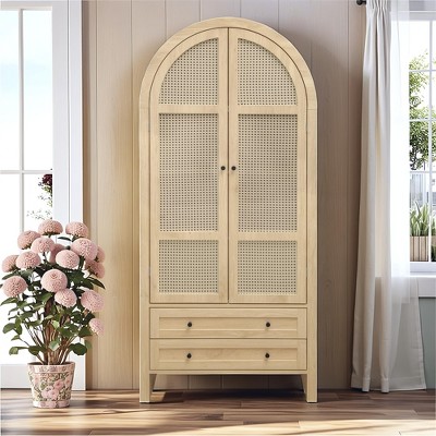 GDFStudio Donald Arched Wood Pantry Cabinets with Adjustable Shelves