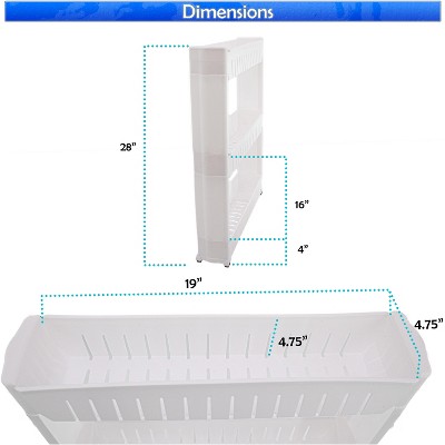 Black Slim Rolling Storage Cart with Adjustable 3-Tier Shelves