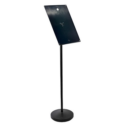 Azar Displays Black Pedestal Sign Holder for Floor 11" x 17" Swivel Frame for Portrait/Landscape on Straight Pole Stand