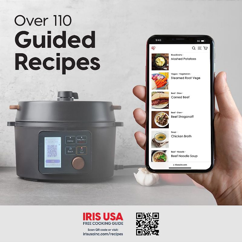 IRIS USA Pressure Rice Cooker Japanese 3 Qt. and 8-in-1 Electric Pressure Cooker, Slow Cooker, Rice Cooker, Steamer, Sear & Sauté, for 2-3 People with, 3 of 10