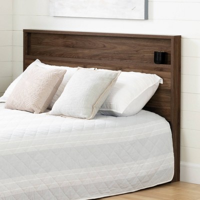 Full Natural Walnut Headboard with Storage Shelf