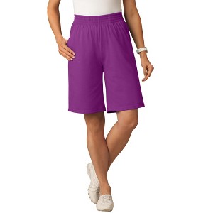 Woman Within Plus Size Elastic-Waist Knit Short - 1 of 4