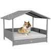 LAOTIES Wicker Dog House Outdoor with Canopy,Rattan Dog Bed for Small And Medium Dogs,Raised Pet Sofa with Water Resistant Cushion - 3 of 4