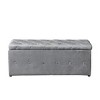 PAGED 17.3" Square Wooden Ottoman, Modern Leather Vanity Chair Footrest Stool, Entryway Shoe Bench for Living Room, Bedroom - 3 of 4