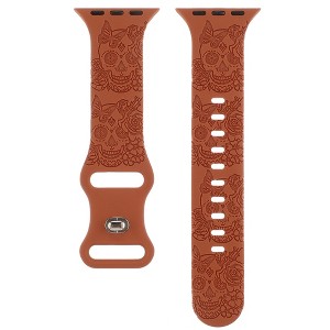 HTUTWOO Halloween Apple Watch Band, Skull Engraved Design Silicone Strap 38/40/41/42/44/45/49mm, for iWatch Series 10 9 8 7 6 5 4 3 2 1 SE - 1 of 4