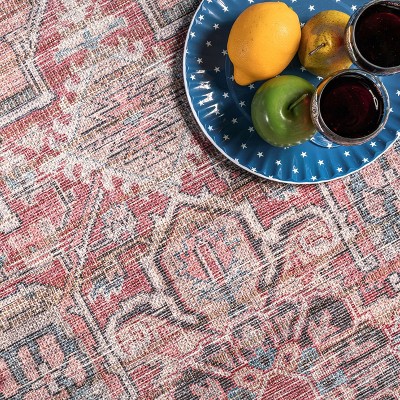 Gray and Rust Medallion Synthetic Washable 8' x 10' Area Rug