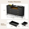 8-Drawer Dresser with LED Light and Power Outlet, Modern Black Storage Dresser and 55" TV Stand for Bedroom or Living Room - 3 of 4