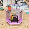 Hooseng 55" Hexagon Trampoline for Kids with Safety Enclosure Net, Indoor & Outdoor Toddler Trampoline with Adjustable Gymnastics Bar & Toys - 2 of 4