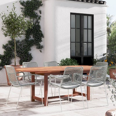 Ramelton 7pc Eucalyptus Wood Dining Set with Oval Extendable Table - Amazonia