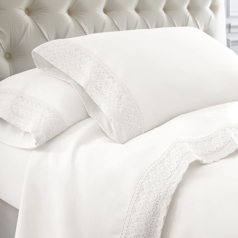 3 or 4 Piece Chochet Lace Microfiber Sheet Set., 1 of 2