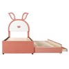 XIYUYEU Twin/Full Velvet Upholstered Bed Frame with Trundle and 3 Drawers,Rabbit-Shaped Headboard with LED Lights for Kids,Solid Wood Slats Support - 4 of 4