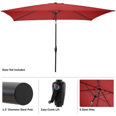 Pure Garden 10 Ft Red Polyester Rectangular Patio Umbrella with Steel Pole