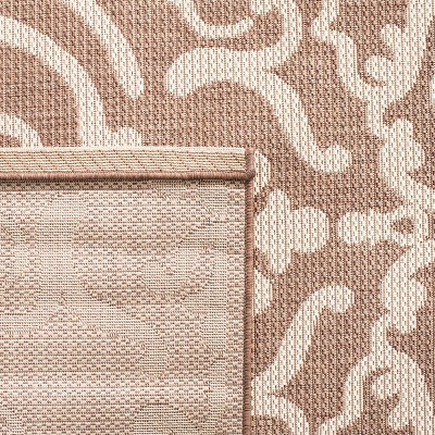 Chocolate and Natural Round Synthetic Indoor/Outdoor Rug