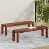 Vynxaria Dark Brown Patio Benches - 61.75" Rustic Outdoor Seating Set of 2 - 4 of 4