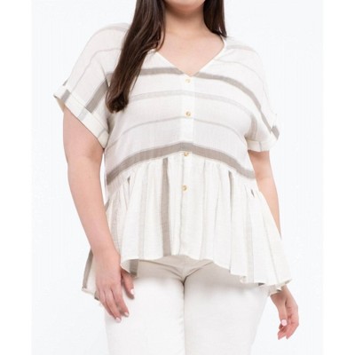 Women's Striped Button Down Top - Blu Pepper