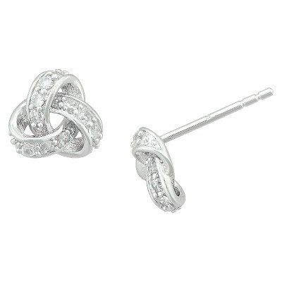 Women's Silver Plated Mill Crain Cubic Zirconia Knot Stud Earring