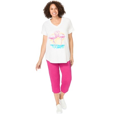 Woman Within Two-Piece V-Neck Tunic & Capri Set