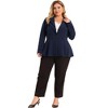 Agnes Orinda Women's Plus Size Office Work Double Lapel Button Peplum Blazers - 3 of 4