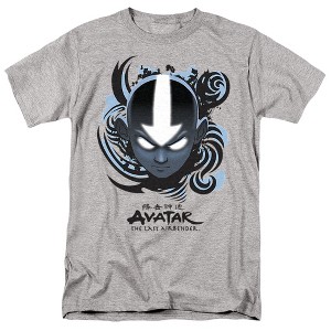 Avatar The Last Airbender Airbender Blue And Black Kanji Adult T-Shirt Athletic Heather - 1 of 4