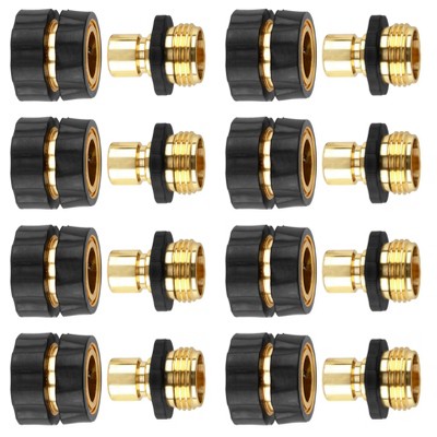 Maggift Landscape Equipment Parts and Accessories, Quick Connect Hose Coupling Set 8 Piece with Rubber Grip for Garden, Lawn, Gold, 1.46"*1.46"*1.97"