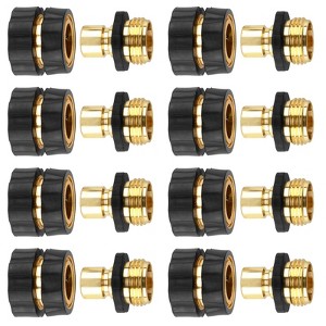 Syemin Landscape Equipment Parts and Accessories, Quick Connect Hose Coupling Set 8 Piece with Rubber Grip for Garden, Lawn, Gold, 1.46"*1.46"*1.97" - 1 of 4