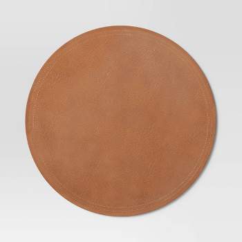 15" Round Faux Leather Decorative Charger Brown - Threshold™